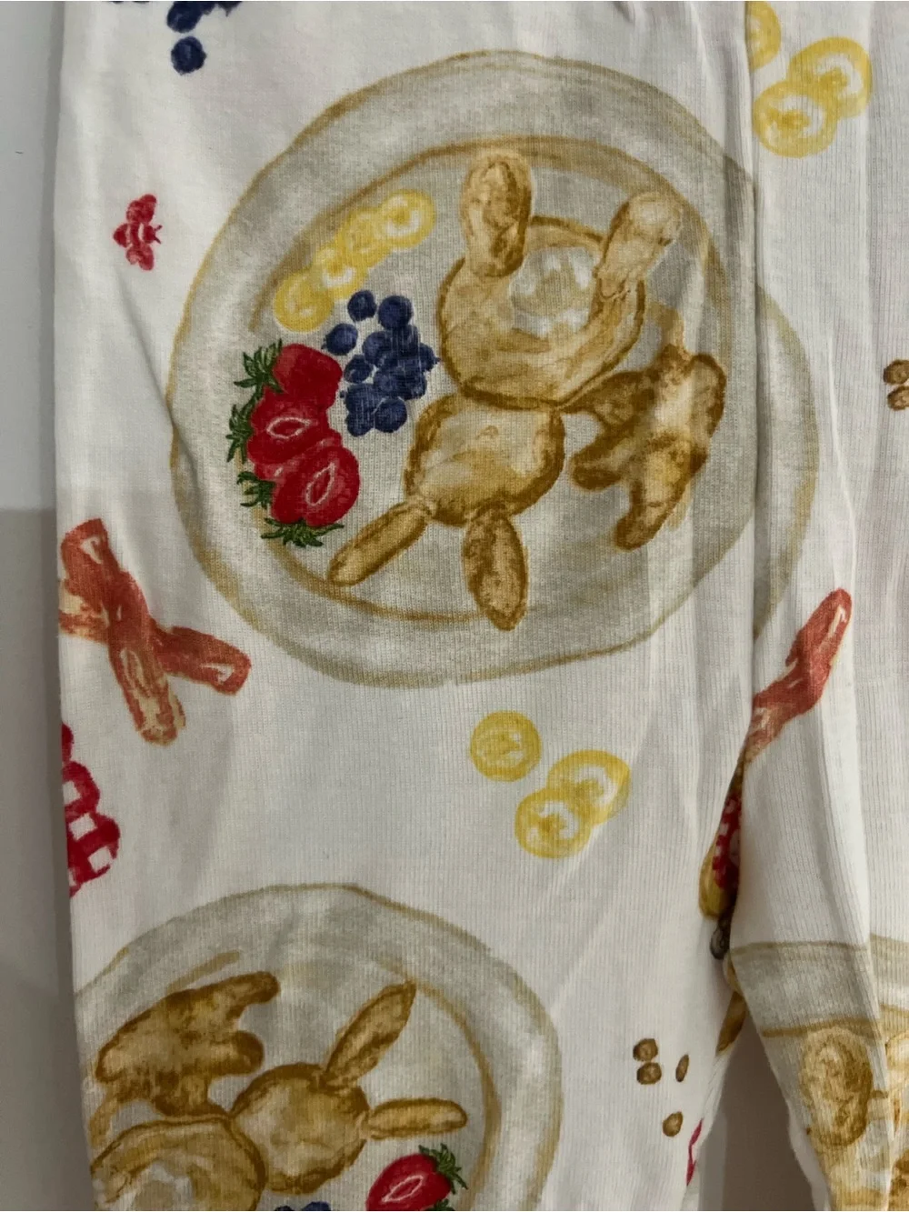 Burt's Bees Kids Cream Pajama Top with Tan Trim and Multicolor Print